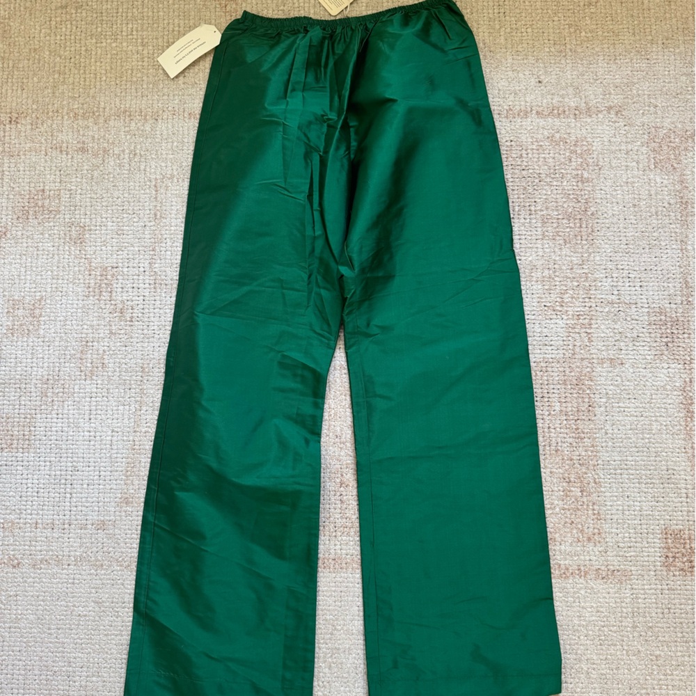 DONNI. Emerald Green Taffeta Trousers